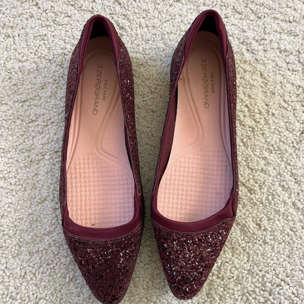 Cole Haan Red Glitter Flats size 7